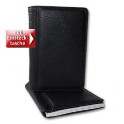 Radikal REDUZIERT! Steckhülle für Tagestextbroschüre klein Leder Schwarz Goldprägung