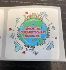 Aufkleber / Sticker. Aufkleber - Gute Botschaft