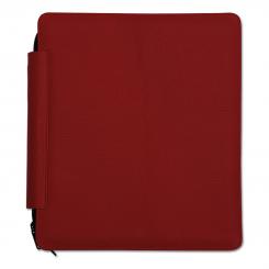 Tablet- Dienstmappe in Leder karmesinrot Prägung schwarz