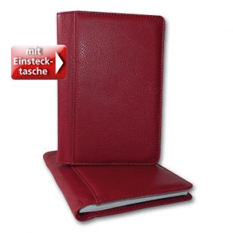 Radikal REDUZIERT! Steckhülle für Tagestextbroschüre klein Leder Rot Goldprägung